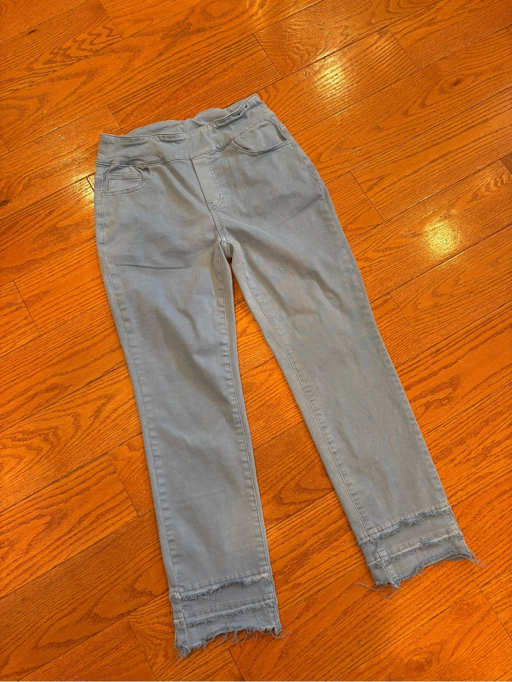 Ethyl Clothing Light Blue Pull-On Skinny Raw Frayed Hem Stretch Jeans Women’s 6